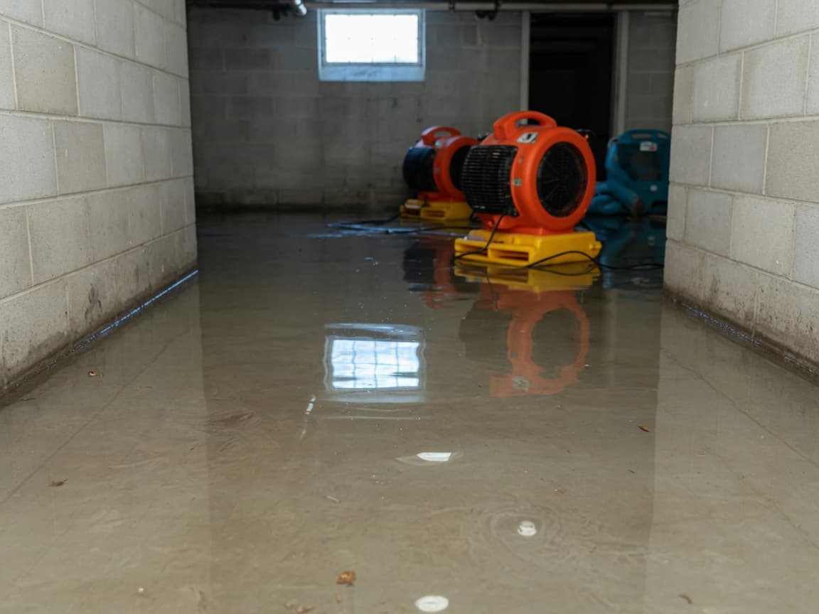 Flooded basement after a sewage backup